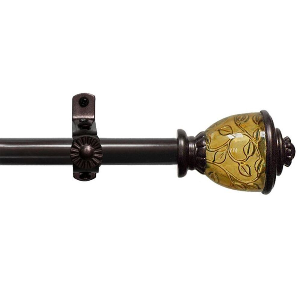 Camino Window Curtain Rods by Achim | Lincroft Bronze Durable Polyresin Finial
